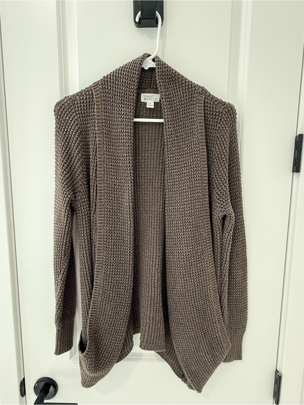 Market & Spruce Chunky Open-Front Cardigan in Taupe